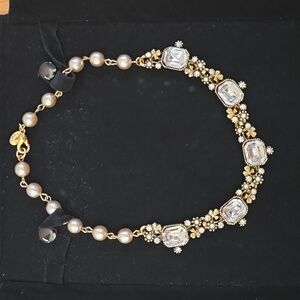 VTG, House of Fisher Jewelry,  Choker Necklace Faux Pearl &  Rhinestones